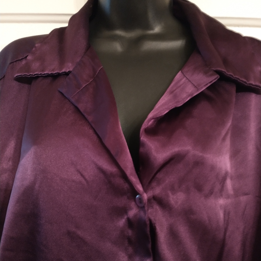 Purple Satin Button down Blouse